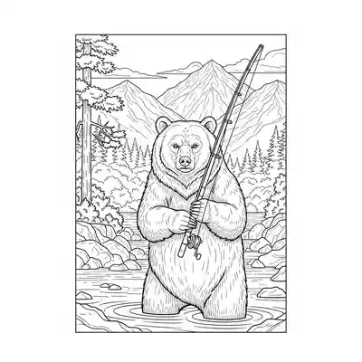 Bear Fishing in Mountain Woods (1)