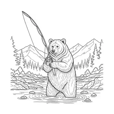 Bear Fishing in Mountain Woods (2)