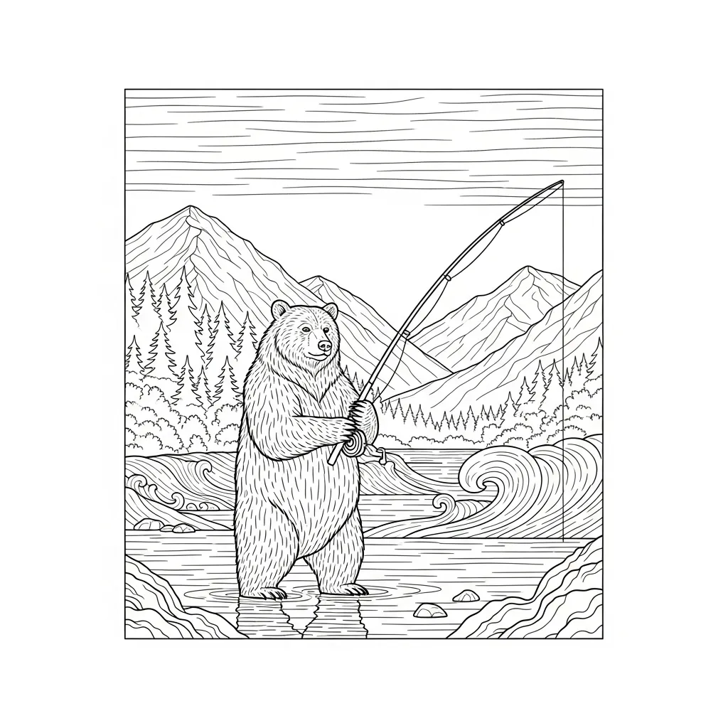 Bear Fishing in Mountain Woods (3)