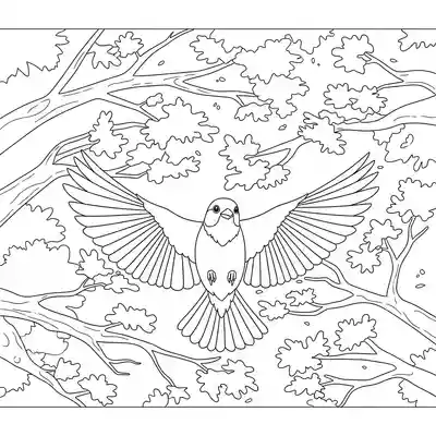 Bird Flying Between Tree Branches (1)
