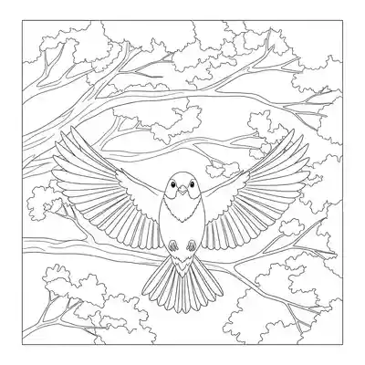 Bird Flying Between Tree Branches (3)