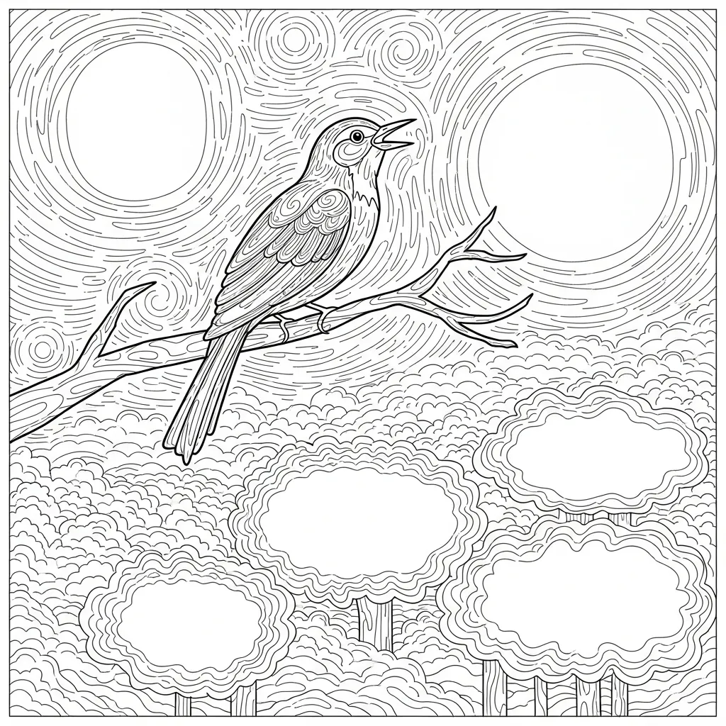 Bird Singing Above Forest Canopy (1)
