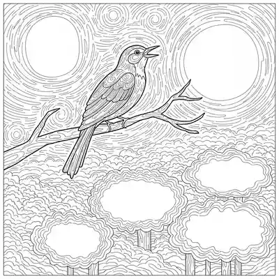 Bird Singing Above Forest Canopy (1)