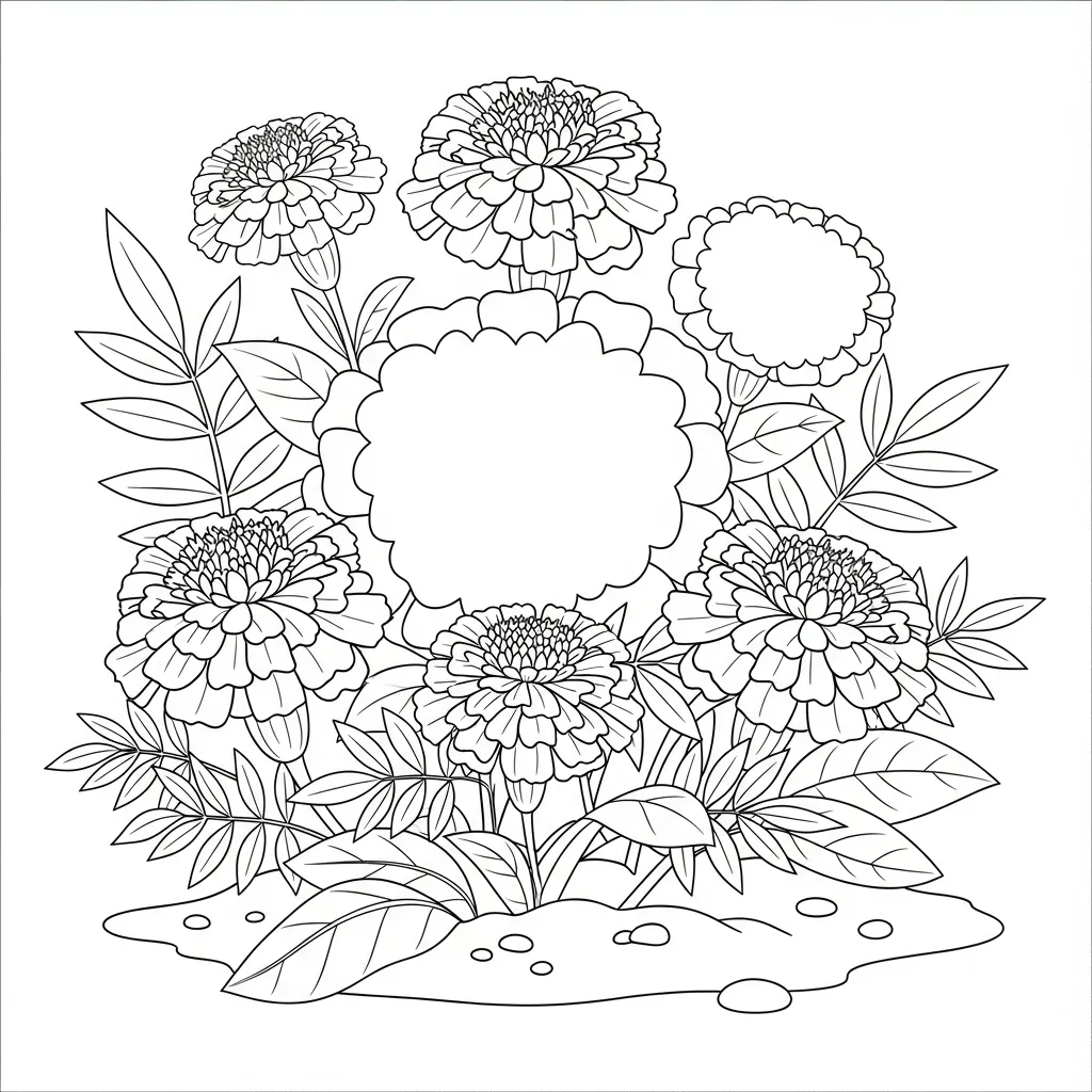 Bright Marigold Cluster in Garden Bed (1)