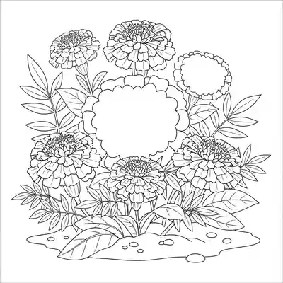 Bright Marigold Cluster in Garden Bed (1)