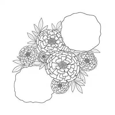 Bright Marigold Cluster in Garden Bed Scene (1)