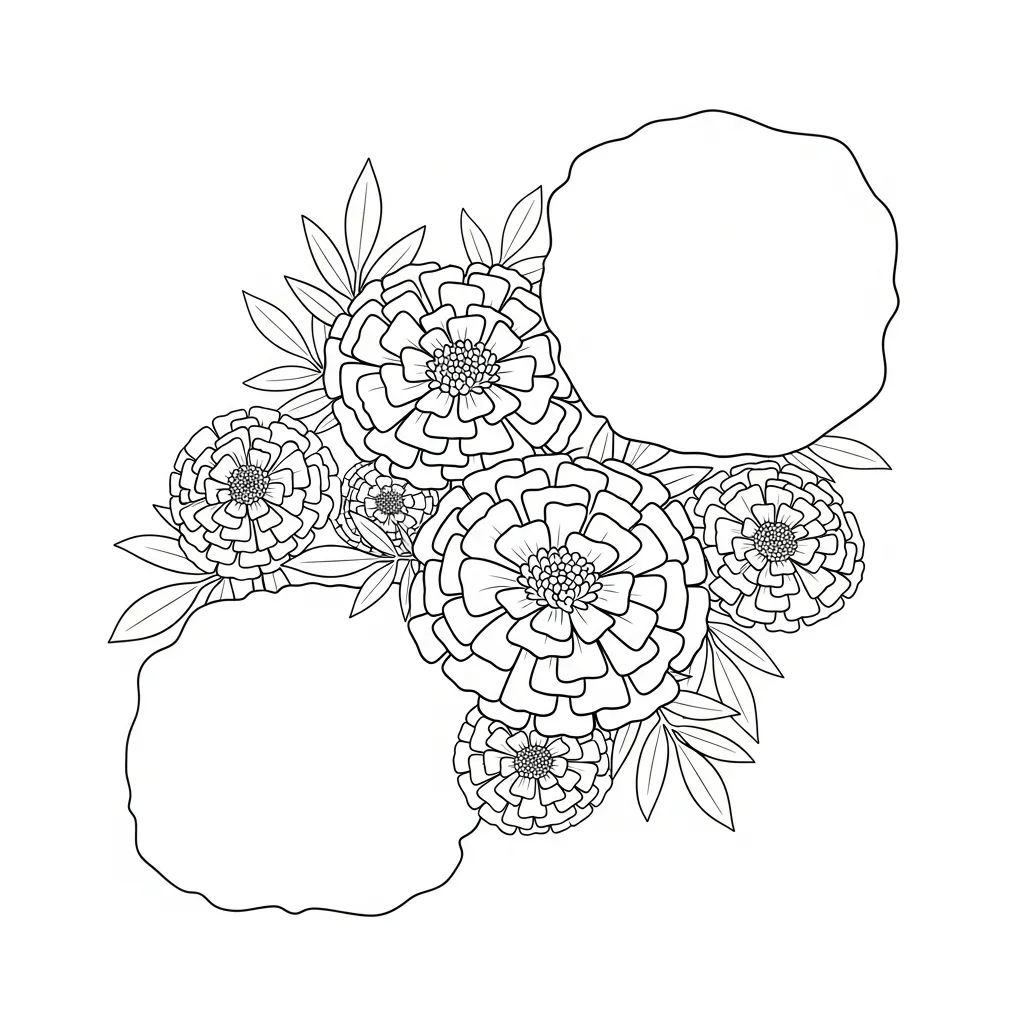 Bright Marigold Cluster in Garden Bed Scene (1)