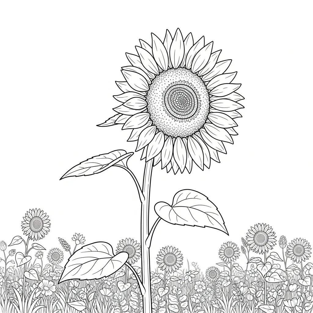 Bright Sunflower Facing Sun in Field (3)