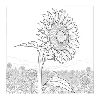 Bright Sunflower Facing Sun in Field Scene (1)