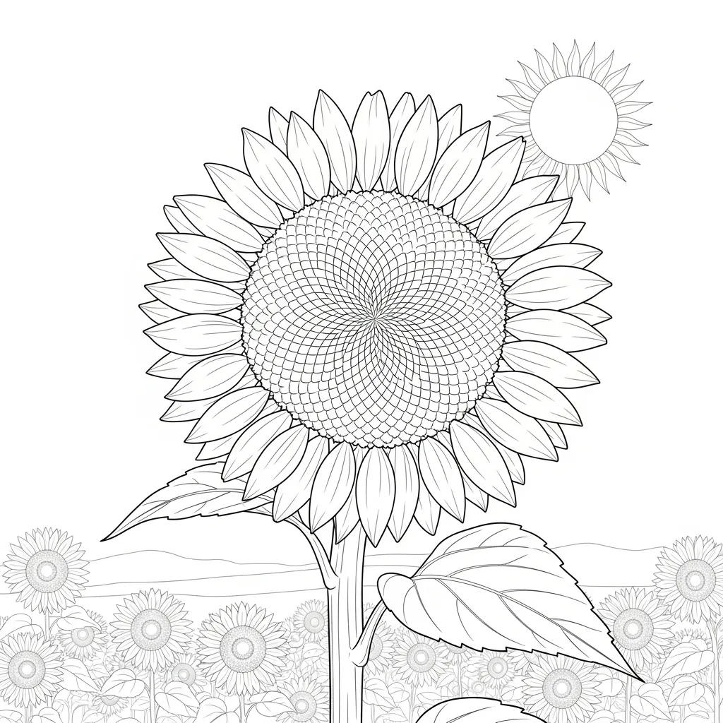 Bright Sunflower Facing Sun in Field Scene (3)