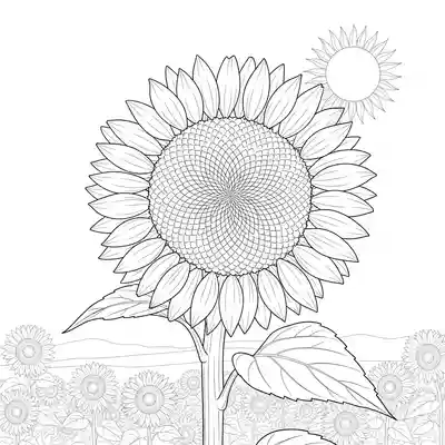 Bright Sunflower Facing Sun in Field Scene (3)