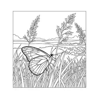 Butterfly Resting in Wild Meadow (1)