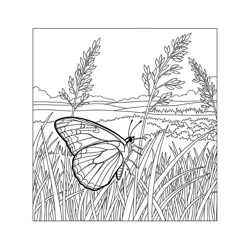Butterfly Resting in Wild Meadow (1)