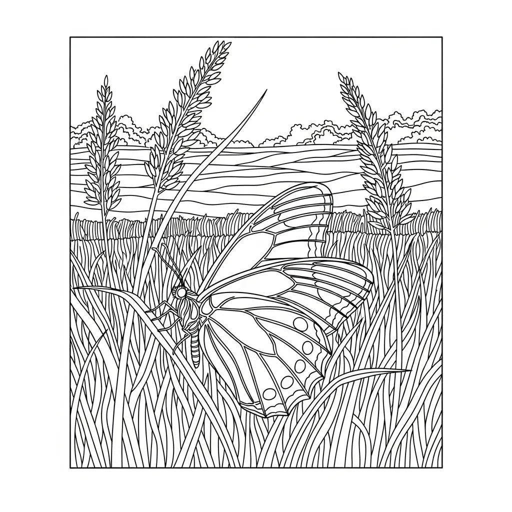 Butterfly Resting in Wild Meadow (3)