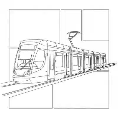 City Tram Drawing Coloring Page (1)