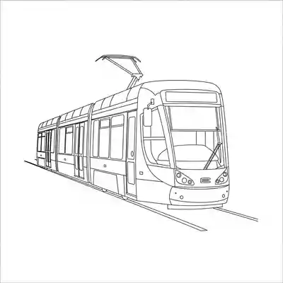 City Tram Drawing Coloring Page (2)