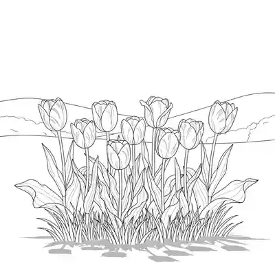 Colorful Tulip Bouquet in Spring Field Scene (1)