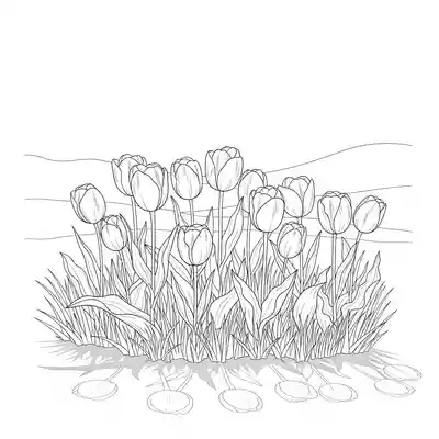 Colorful Tulip Bouquet in Spring Field Scene (2)