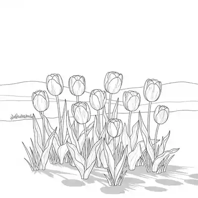 Colorful Tulip Bouquet in Spring Field Scene (3)