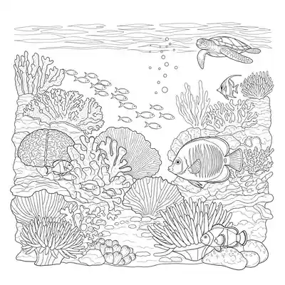 Coral Reef Scene Coloring Page (2)