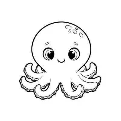 Cute Octopus Coloring Page for Kids (1)