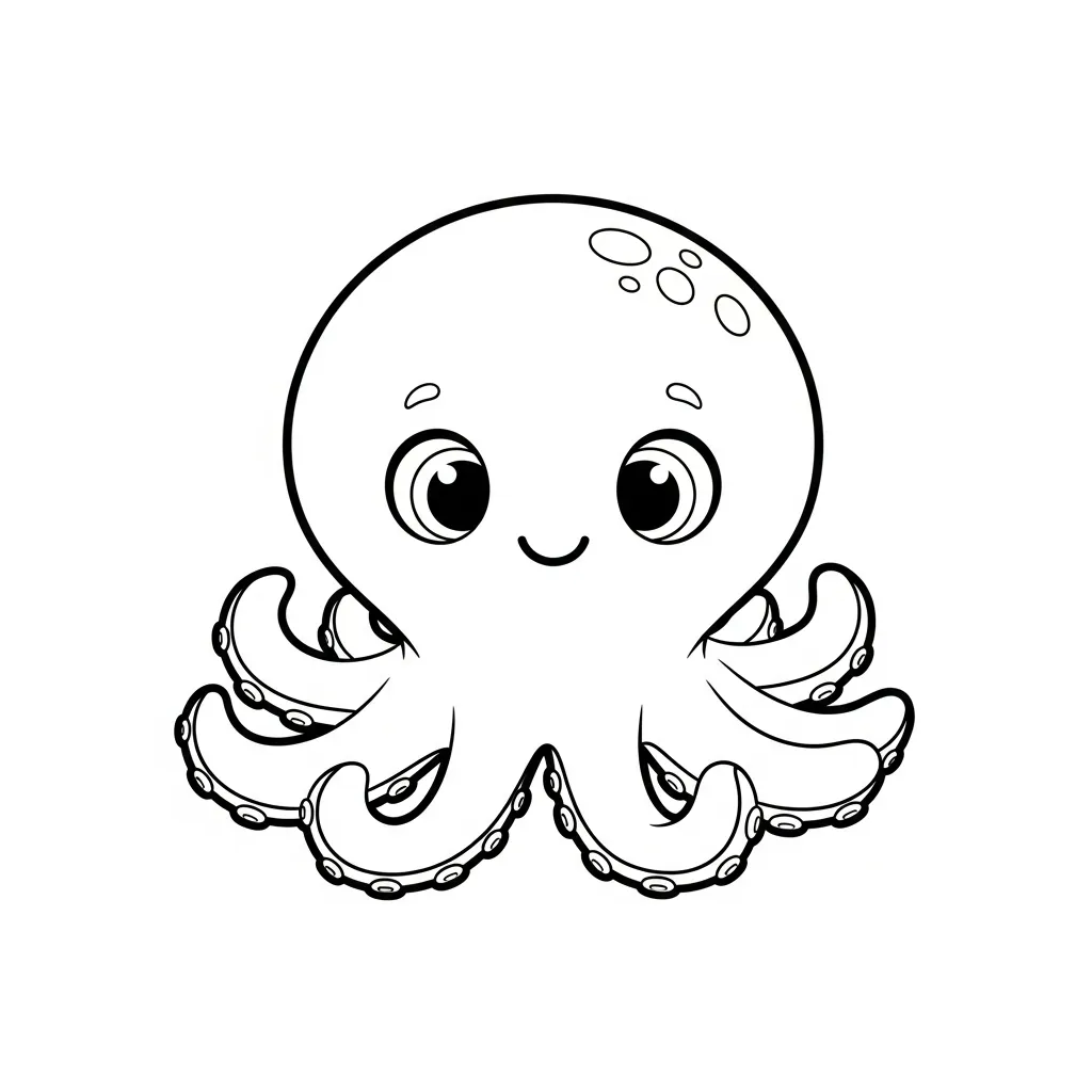 Cute Octopus Coloring Page for Kids (1)