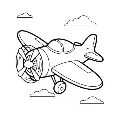 Cute Propeller Airplane Coloring Page for Kids (2)