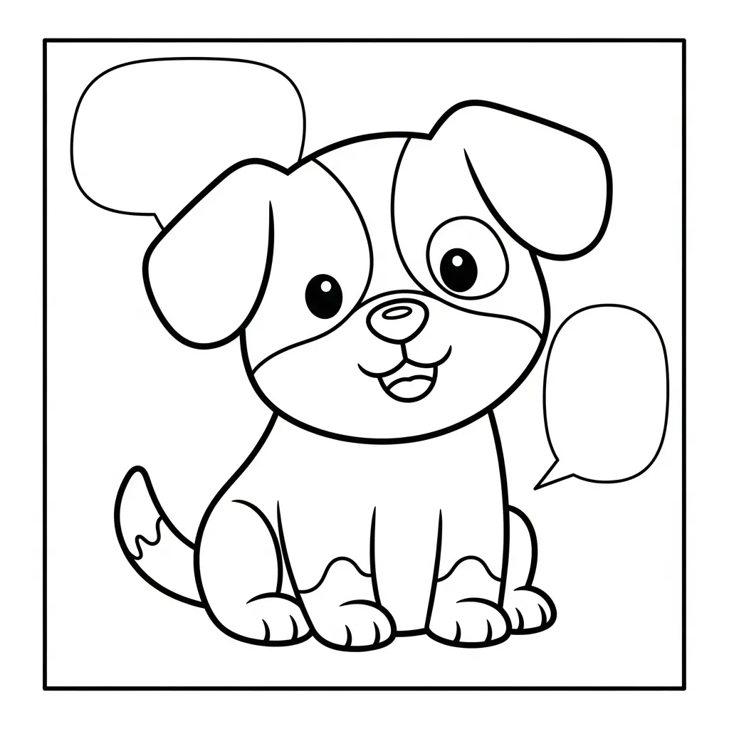 Cute Puppy Coloring Page for Kids (2)