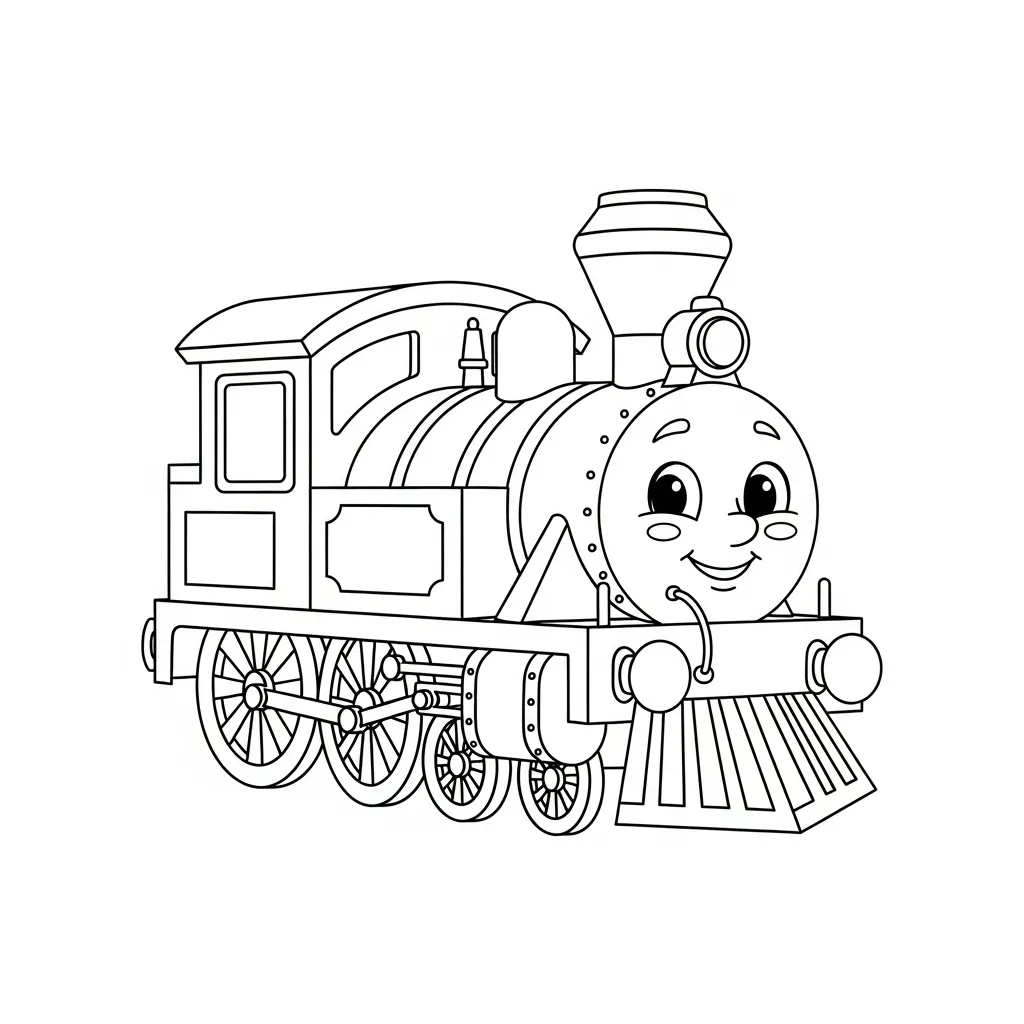 Cute Train Coloring Page for Kids (1)