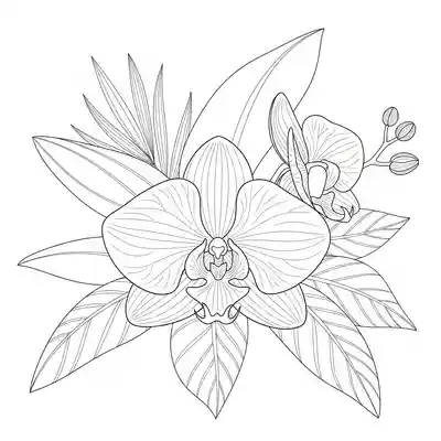 Delicate Orchid Bloom in Tropical Setting Scene (3)
