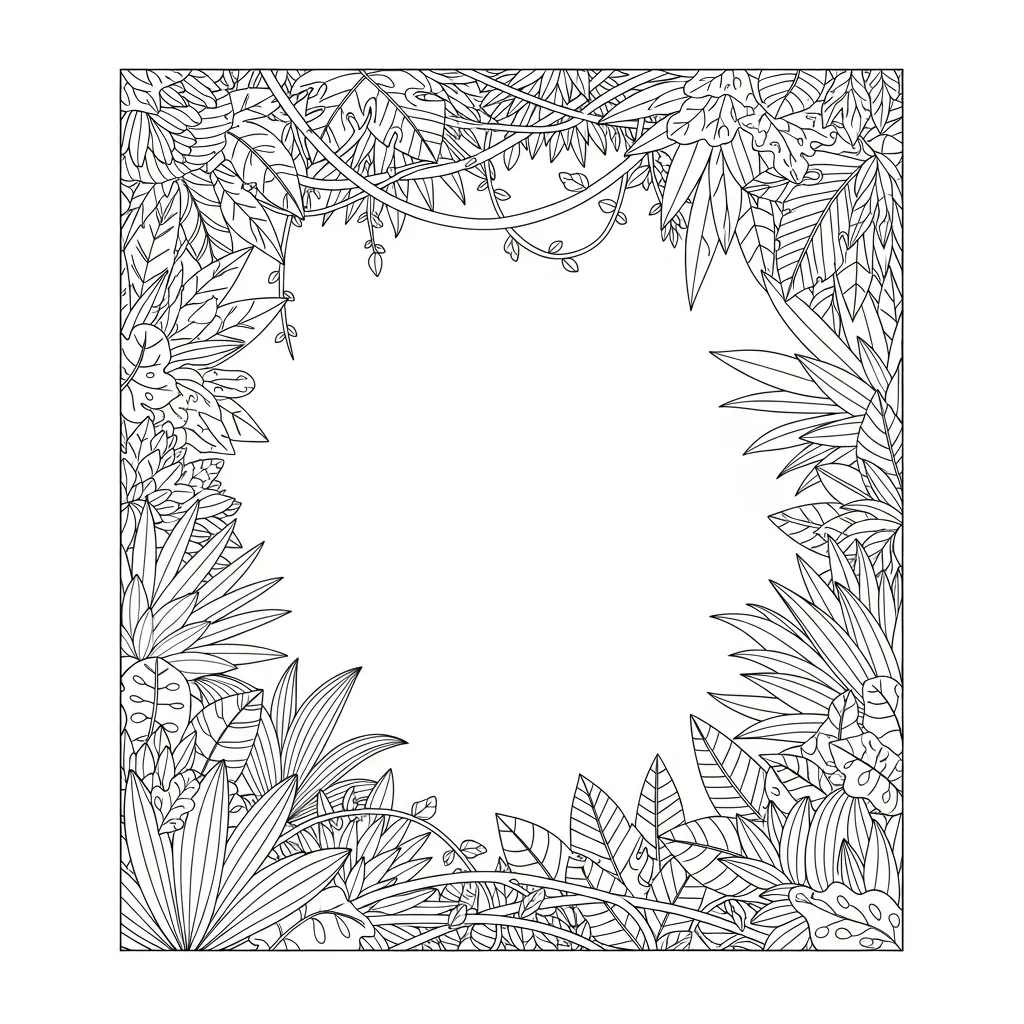 Detailed Jungle Scene Coloring Page (1)