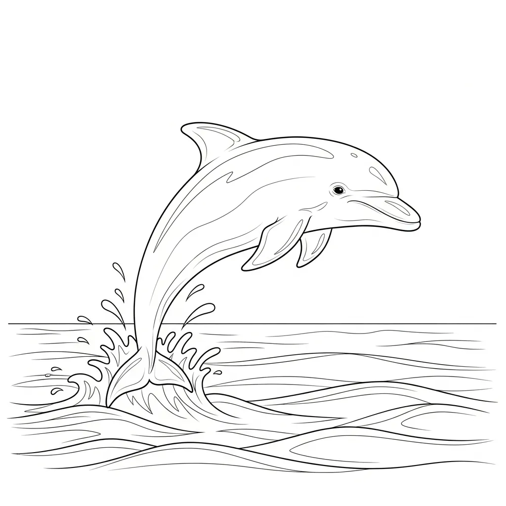 Dolphin Jumping Over Ocean Waves Scene (2)
