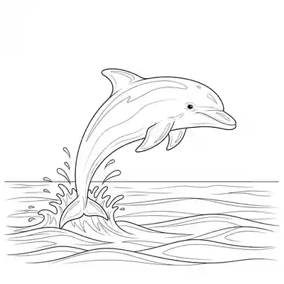 Dolphin Jumping Over Ocean Waves Scene (2)