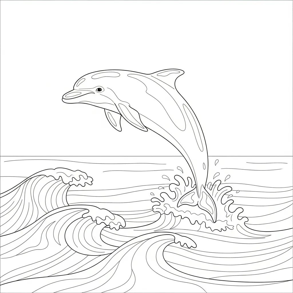 Dolphin Jumping Over Ocean Waves Scene (3)