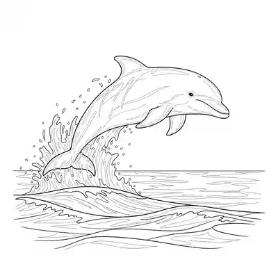 Dolphin Jumping Over Ocean Waves Scene Detailed (2)