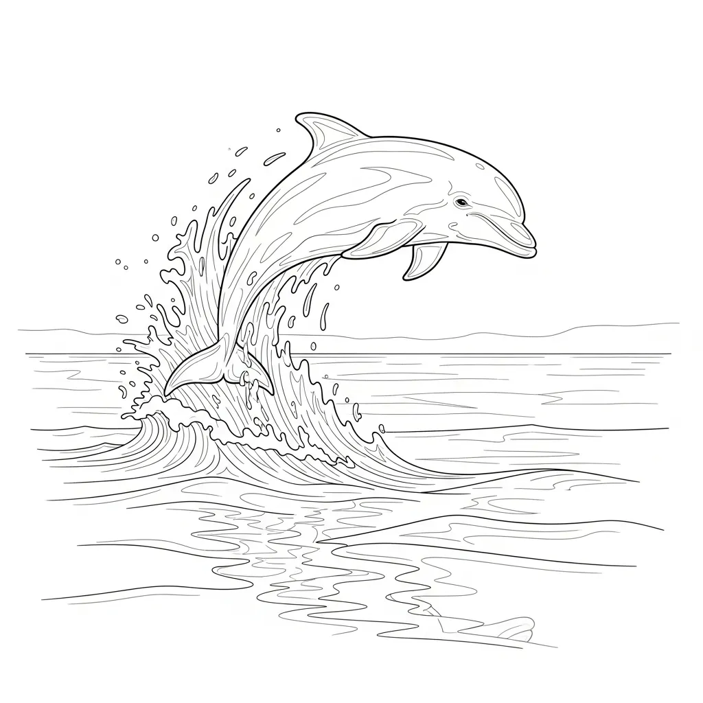 Dolphin Jumping Over Ocean Waves Scene Detailed (3)