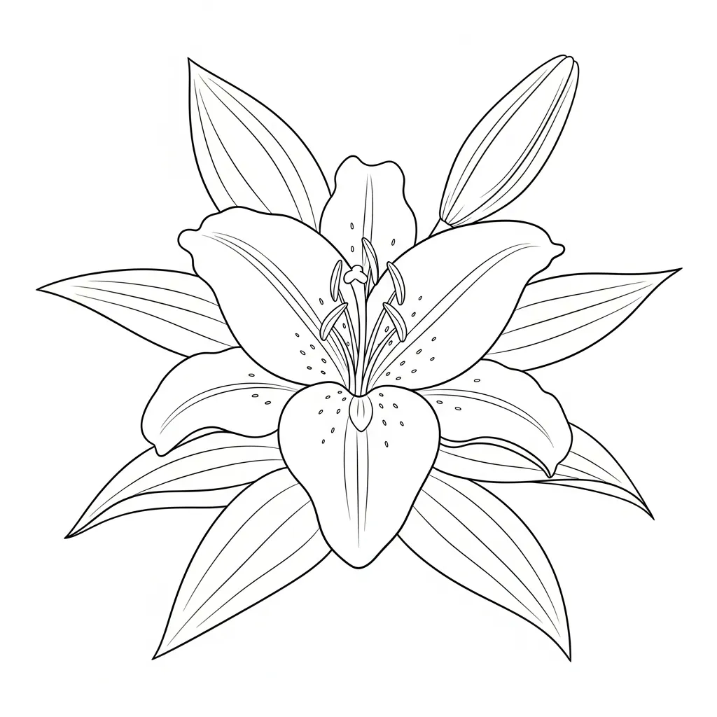 Elegant White Lily with Green Leaves (1)