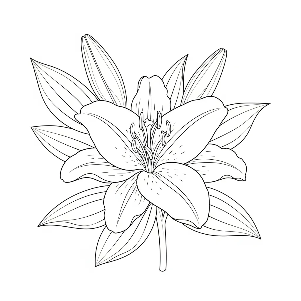 Elegant White Lily with Green Leaves (3)