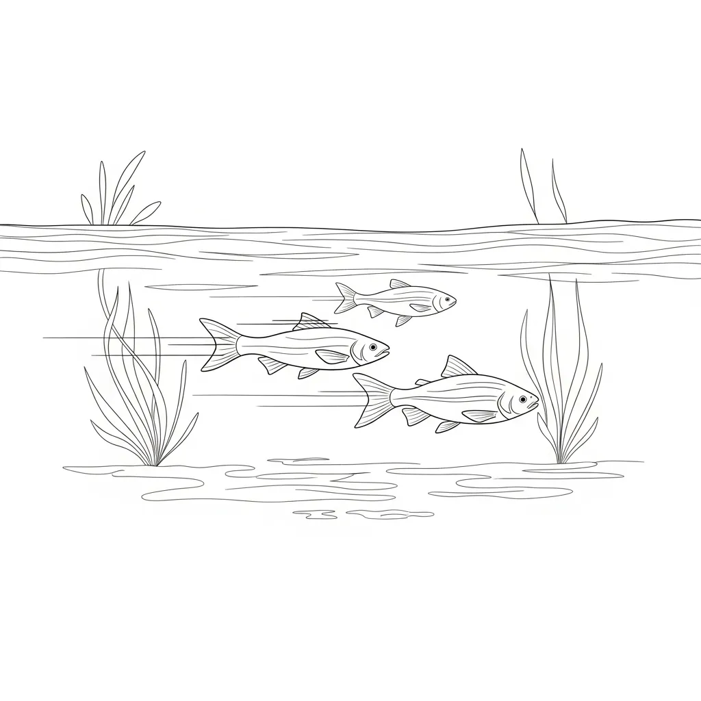 Fish Gliding Across Calm Lake (1)
