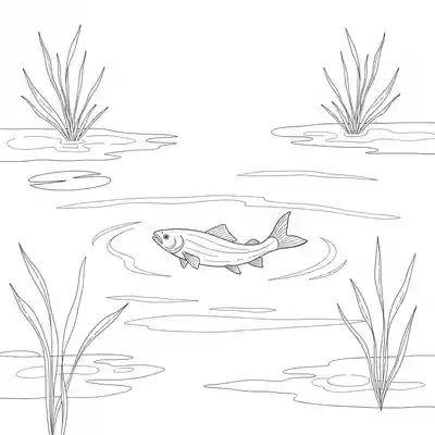 Fish Gliding Across Calm Lake (2)