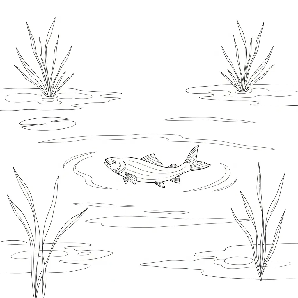 Fish Gliding Across Calm Lake (2)
