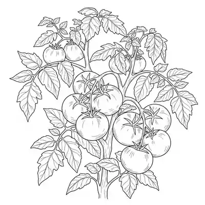 Fresh Tomato Plant Coloring Page (1)