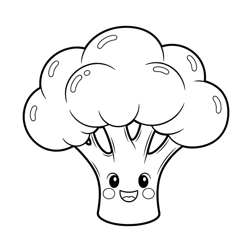 Happy Broccoli Coloring Page for Kids (1)