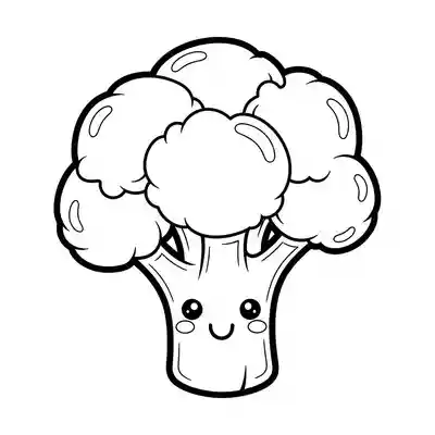 Happy Broccoli Coloring Page for Kids (2)