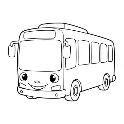 Happy Bus Coloring Page for Kids (2)