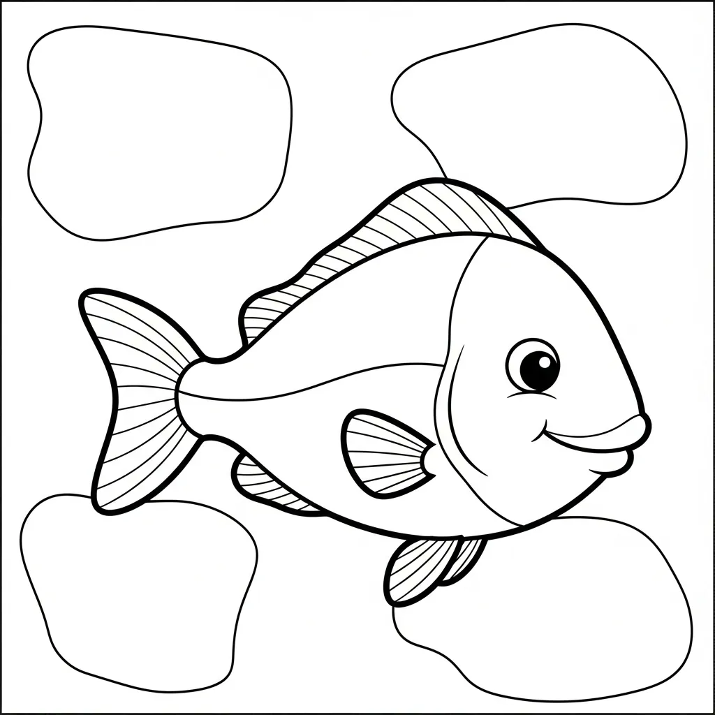 Happy Fish Coloring Page for Kids (2)