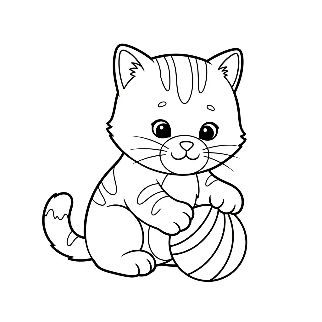 Happy Kitten Coloring Page for Kids (1)