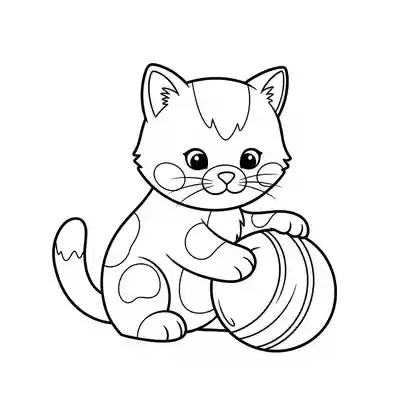 Happy Kitten Coloring Page for Kids (2)
