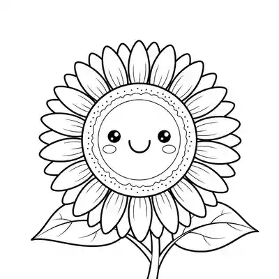 Happy Sunflower Coloring Page for Kids (2)
