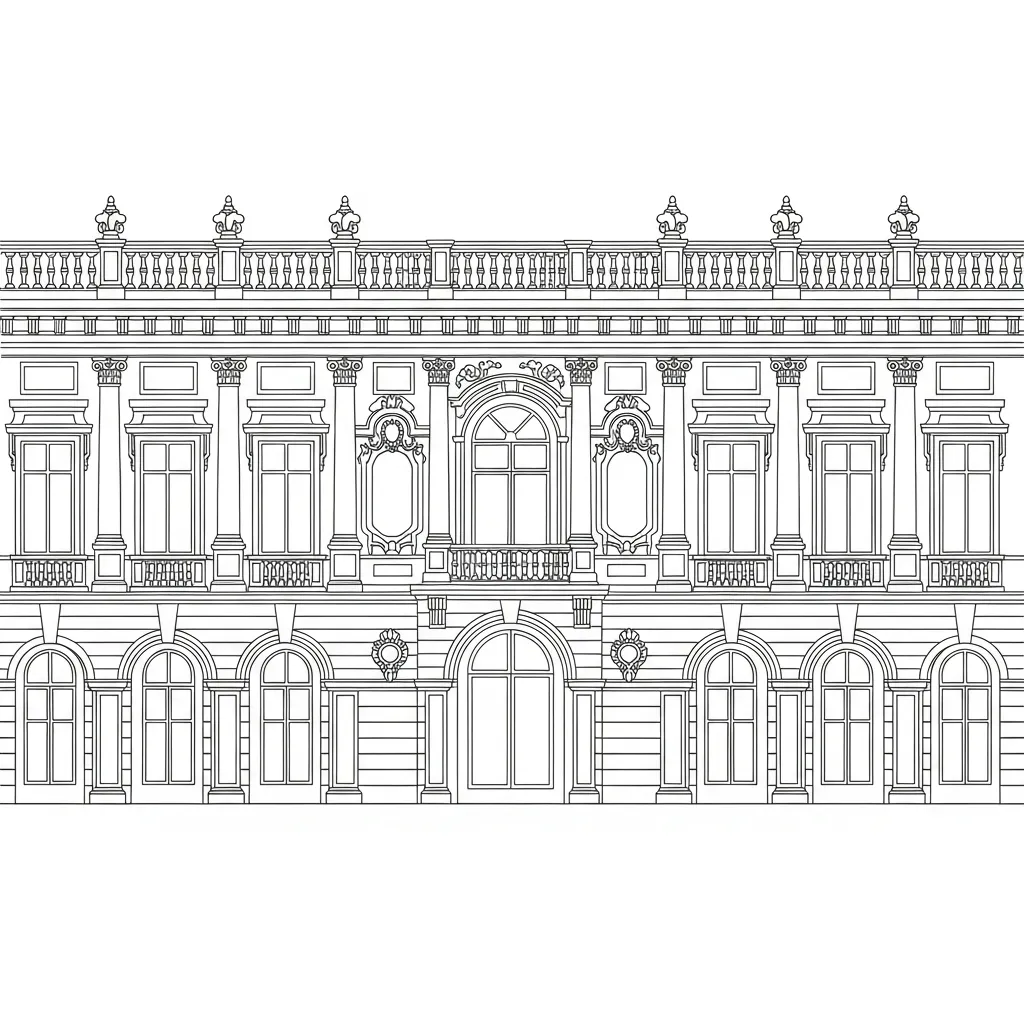 Historic Palace Architecture Coloring Page (1)